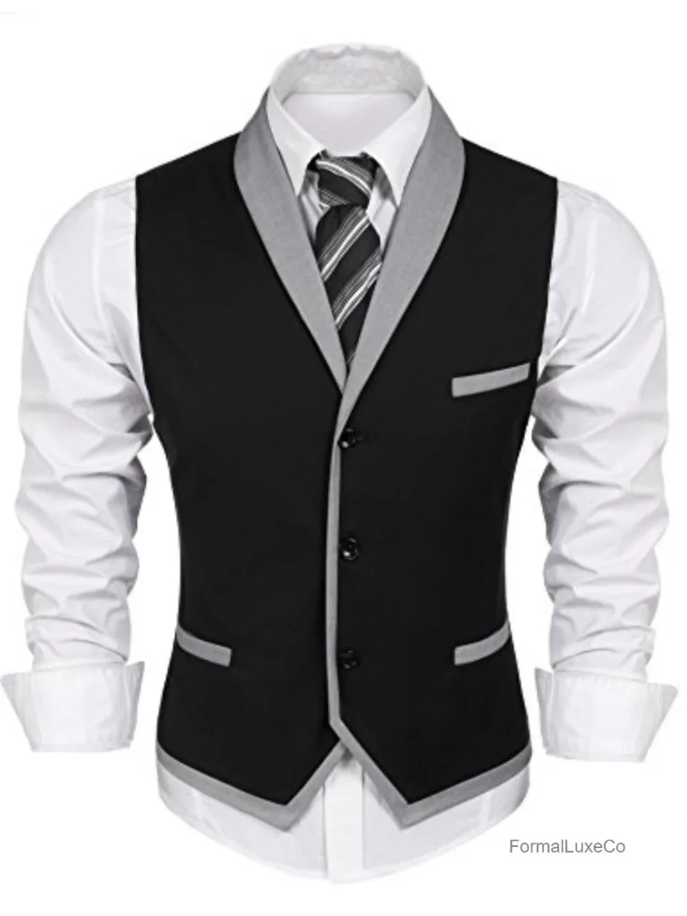 Men's Slim Fit Suit Vest, Shawl Collar Formal Business Dress Waistcoat, Wedding